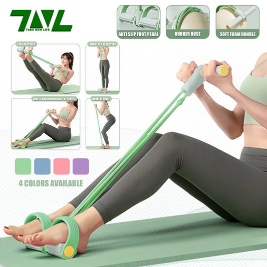 Resistance Band with Foot Pedal – Adjustable for Abs, Yoga & Stretching. - Bellforia